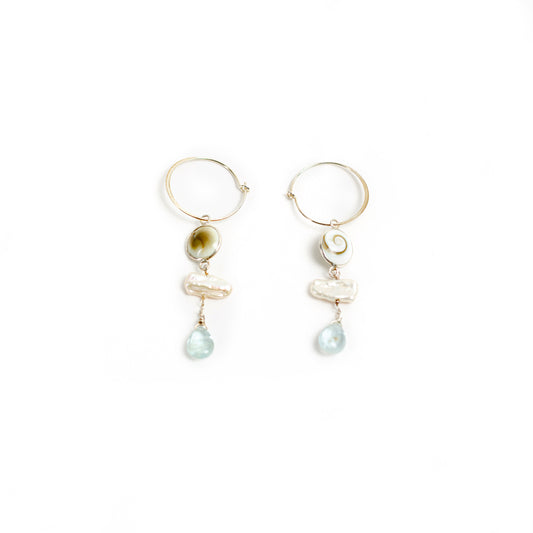 Monique - Aquamarine & Pearl Earrings